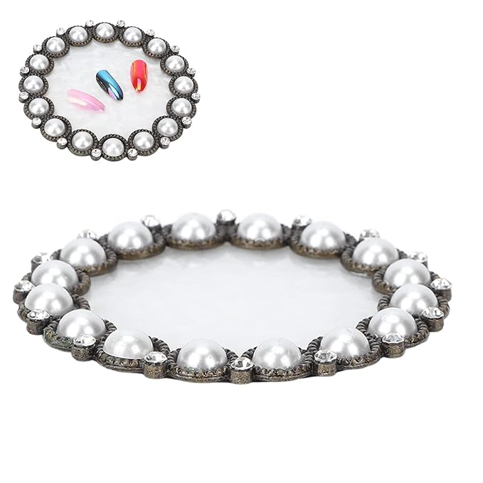 Polish Mix Palette, Resin Nail Art Display Board Cosmetic Nail Mixing Palette Color Mixing Nail Art Tips Display Plate(Copper)-Velvo Beauty