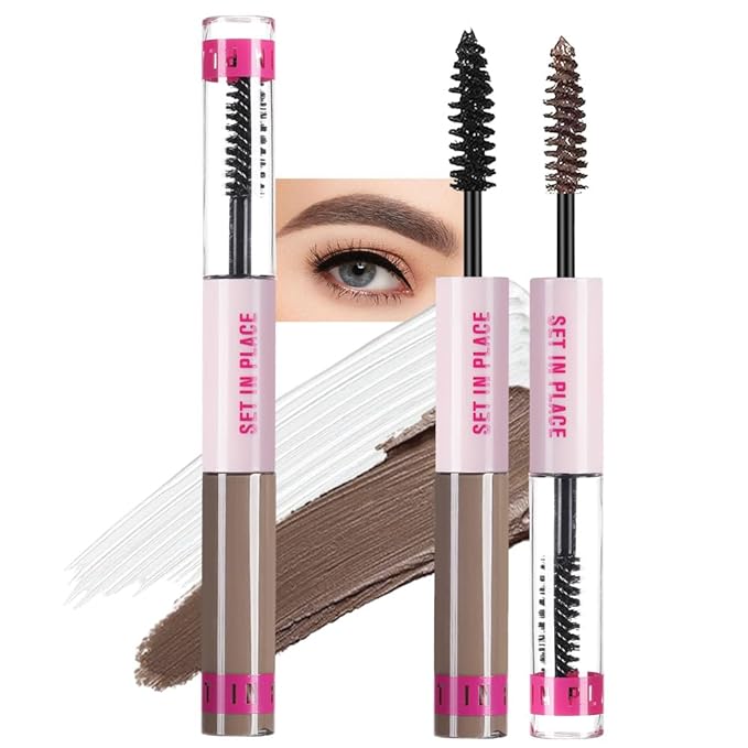 evpct 2-in-1 Tinted Brow Gel & Clear Brow Setting Glue Eyebrow Gel Kit - Strong Hold 24HR Waterproof Smudgeproof Eyebrow Makeup for Natural Soft Full Brows, Brows Enhancer Mascara Makeup - Taupe-Velvo Beauty