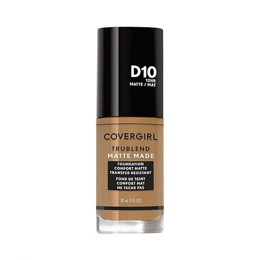 Covergirl Trublend Matte Made Liquid Foundation, D10 Golden Caramel, 1.014 Fl Oz-Velvo Beauty