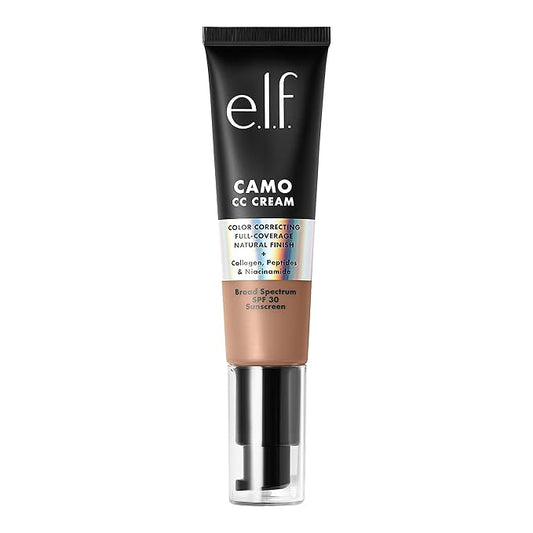 e.l.f. Camo CC Cream, SPF 30 Color-Correcting Medium-To-Full Coverage Face Foundation, Delivers An Airbrushed Finish, Vegan & Cruelty-Free, Tan 415 C-Velvo Beauty