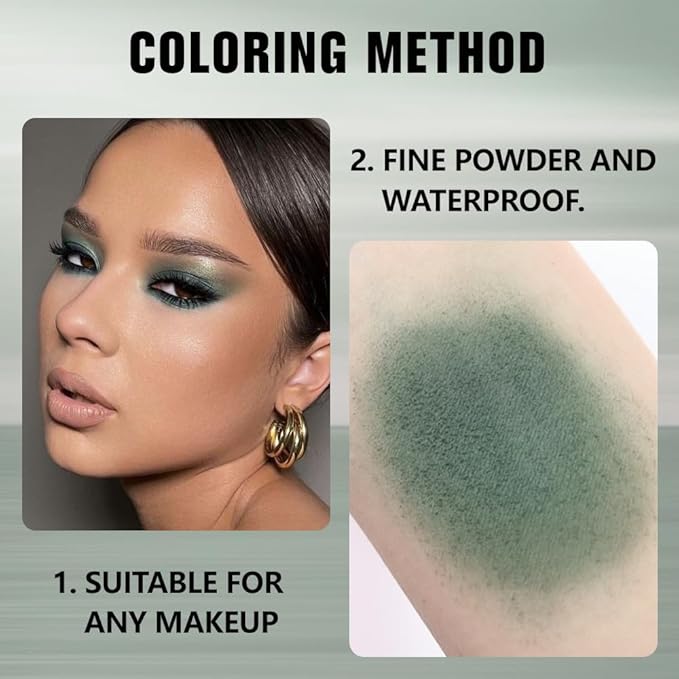 evpct Dark Green Matte Single Eyeshadow Palette, Forest Green Cream Eye Shadow Palette Makeup Singles for Older Women Matte, High Pigment Long Lasting Mini Monochrome Eyeshadow Sombra Para Ojos, 16-Velvo Beauty