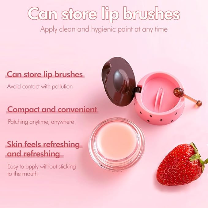 Honey Lip Balm Pot, Propolis Lip Mask, Strawberry Hydrating Propolis Lip Sleeping Mask, Prevent Dry&Cracked, Lip Repair Nourishes the Lip Skin (honey&straberry&cherry&apple)-Velvo Beauty