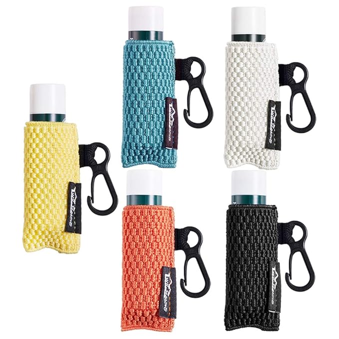 WK IEASON Lip Balm Holder Keychain 5pcs Black Clip on Chapstick Lipstick Keychain Sleeves Holder Pouch Tight-Knit Elastic Lip balm Holder-Velvo Beauty