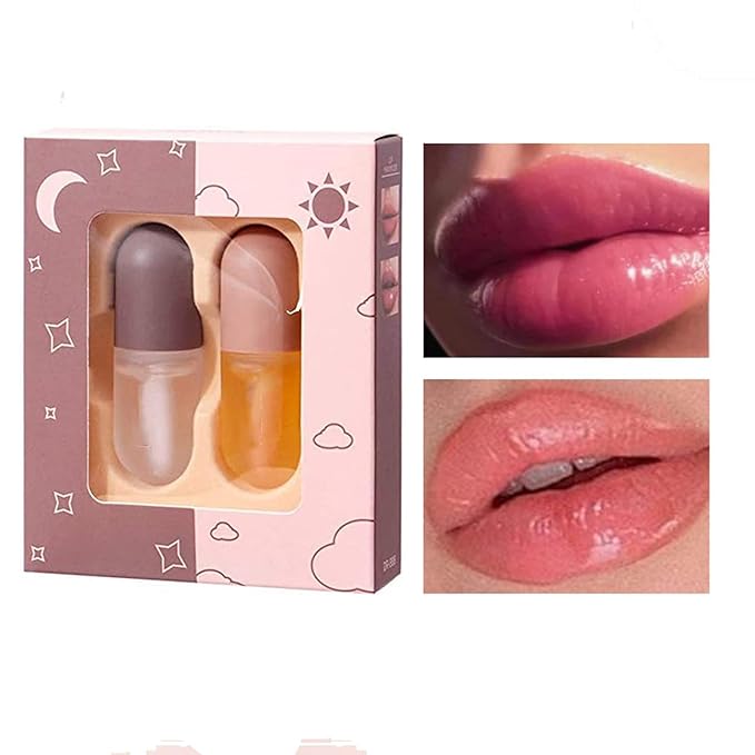 2 Pcs Lip Plumper, Natural Lip Plumper and Lip Care Serum,Lip Plumper set (Day& Night)-Velvo Beauty