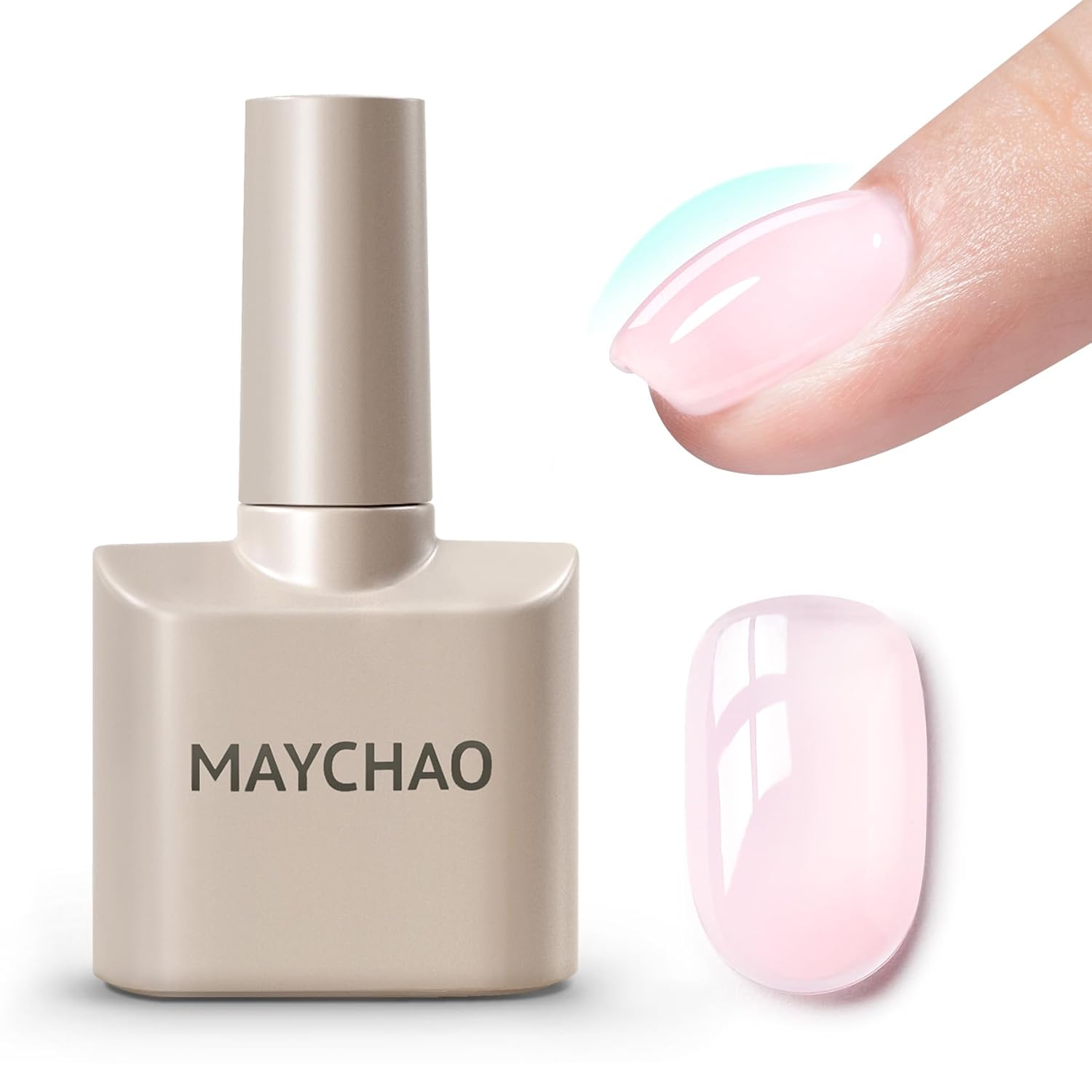 MAYCHAO Creamy Pink Builder Gel for Nails, 15ml Light Pink Nail Strengthener in a Bottle, Nail Extension Hard Gel, Soak Off Long Lasting UV Light Cure-Velvo Beauty
