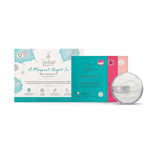 HYDRATED Gifting Bundle | SUPER HYDRATION SHEET MASK | Rosy Toes - Foot Mask Instant Pedciure | Rosy Hands - Hand Mask Instant Manicure| Magic Cleanse™ Eco-friendly Cleansing Tool-Velvo Beauty