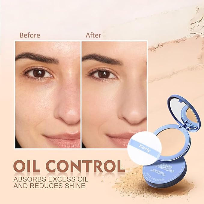 Oil Control Matte Perfection Face Pressed Powder, Matte Smooth Flawless Setting Powder Makeup, Polvo Compacto De Maquillaje, Waterproof Long Lasting, Cruelty Free, 0.35Oz (02 Natural Beige)-Velvo Beauty