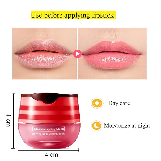 2 Pcs Bee Lip Balm Honey Pot,Honey & Strawberry Lip Mask Propolis Moisturizing Lip Balm with Stick,Prevention Dry and Cracked Lip Scrubs,Exfoliator Lip Wrinkle Skin Care Products-Velvo Beauty