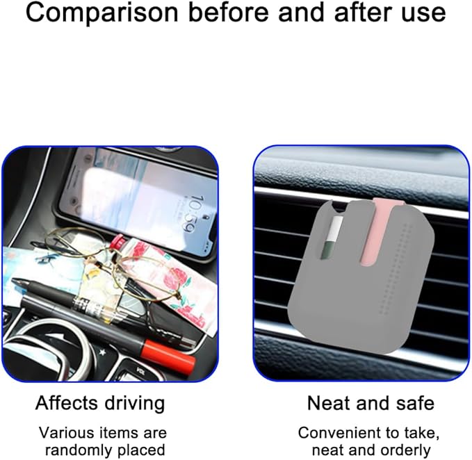 Holder for Car Air Vent, Upright Washable Lip Balm Protector for Women Girls, Auto Interior Space Saving Accessories, Universal for Vehicle, Truck and More（Gray）-Velvo Beauty