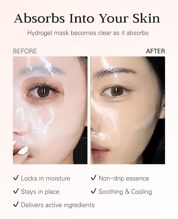 Nuborn Cell Hydrogel Collagen Mask | Advanced Stem Cell Face Mask for Dry Skin | 2% Niacinamide, Peptides, Collagen, and Hyaluronic Acid | Made in Korea, (4 masks) Pack of 1-Velvo Beauty