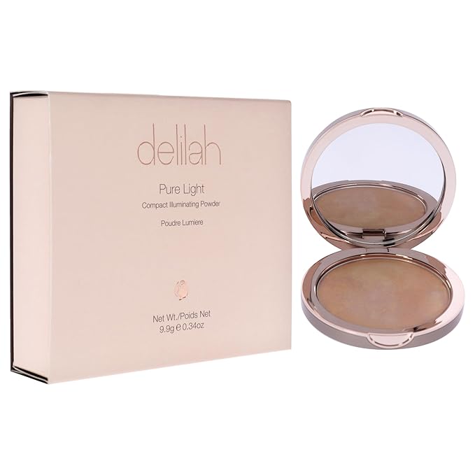 delilah - Pure Light Compact Illuminating Powder - Aura - Lightweight, Long Lasting, Loose Setting Powder Face Makeup For Brightening And Radiant Finish - Light Coverage - Vegan - Cruelty No-0.34 oz-Velvo Beauty
