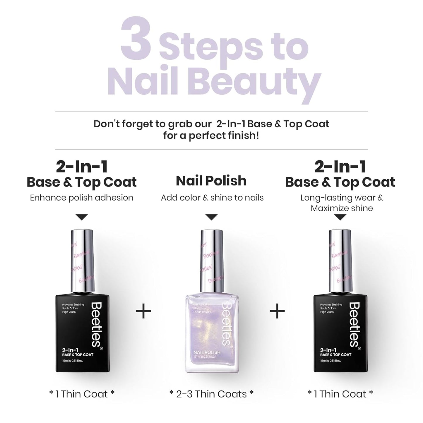 Beetles Nail Strengthener - Gold Purple Nail Concealer Fast Air Dry Shimmer Air Dry Nail Growth for Damaged Uneven Nails Fingernail Polish Imperfection Masking for Gold Shimmer Manicure Salon Quality-Velvo Beauty