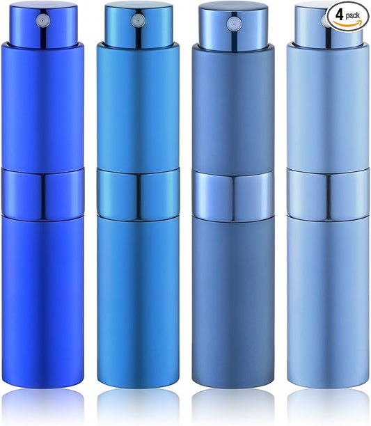 Travel Perfume Bottle Refillable - Cologne Spray Atomizer Mini - Small Travel Size Sprayer Empty for Refill Sample Container - Portable Fragrance Decant Dispenser for Men Women 8ml 4PCS Blue-Velvo Beauty
