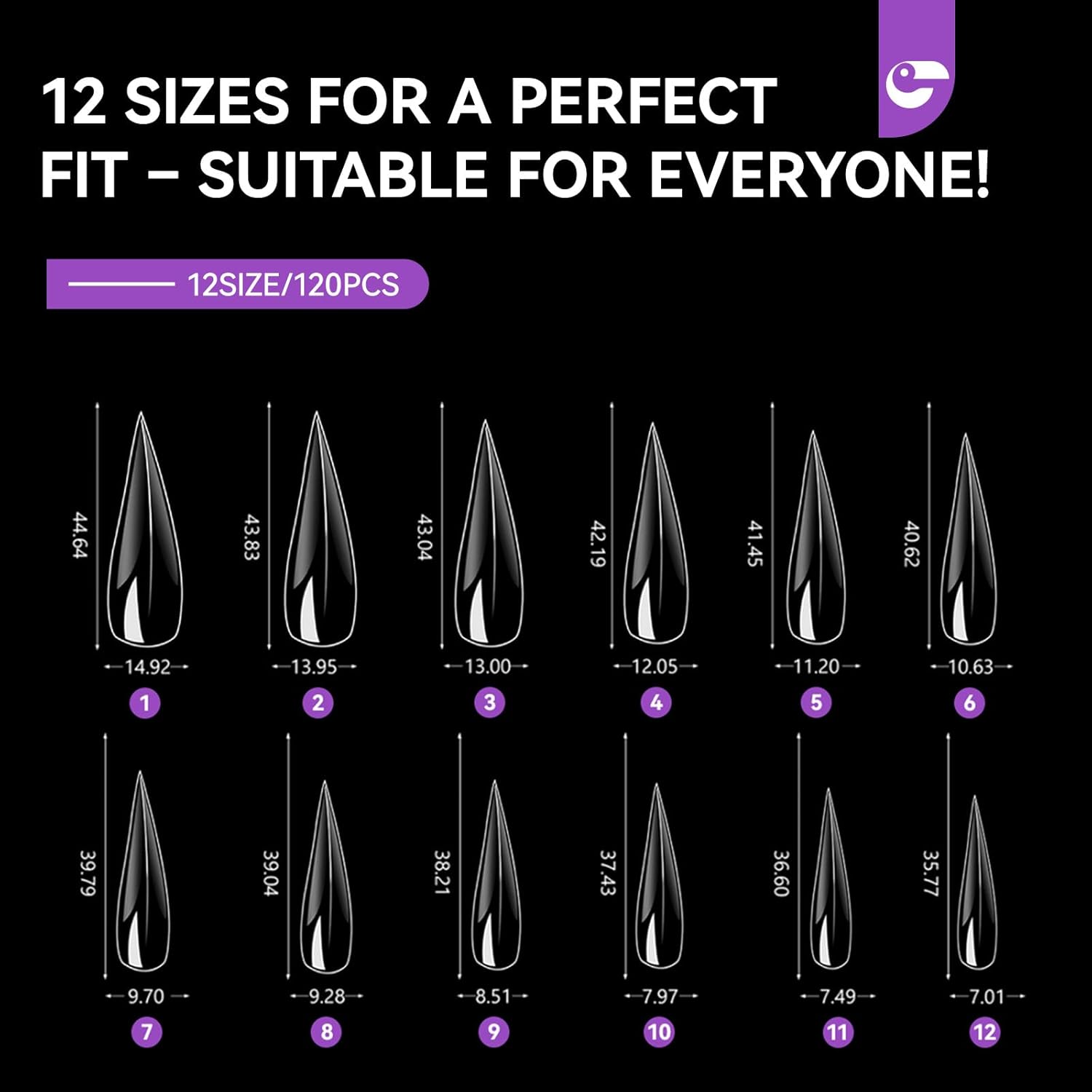 Gelike EC Cat Dual Forms for Extension: 120 Pcs Color Nail Form, 12 Size Nail Forms For Builder, Half Matte Gel Forms For Manicure Art Design Salon Diy-Velvo Beauty