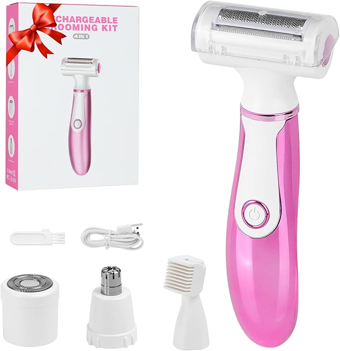 Women Face Epilator, 4-in-1 Body Shaver and Facial Epilator, Hair Removal for Face, Waterproof Facial Hair Remover for Armpits, Arms, Legsm, Bikini-Velvo Beauty