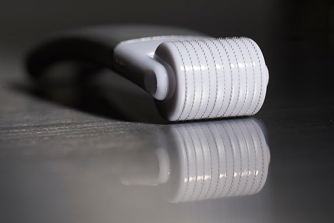 StackedSkincare Microneedling Roller with Replaceable 0.2mm Stainless Steel Needle Head - Gentle Micro Needle Roller for Face, Scalp & Body - Ergonomic Aluminum Handle for Smooth, Even, Radiant Skin-Velvo Beauty