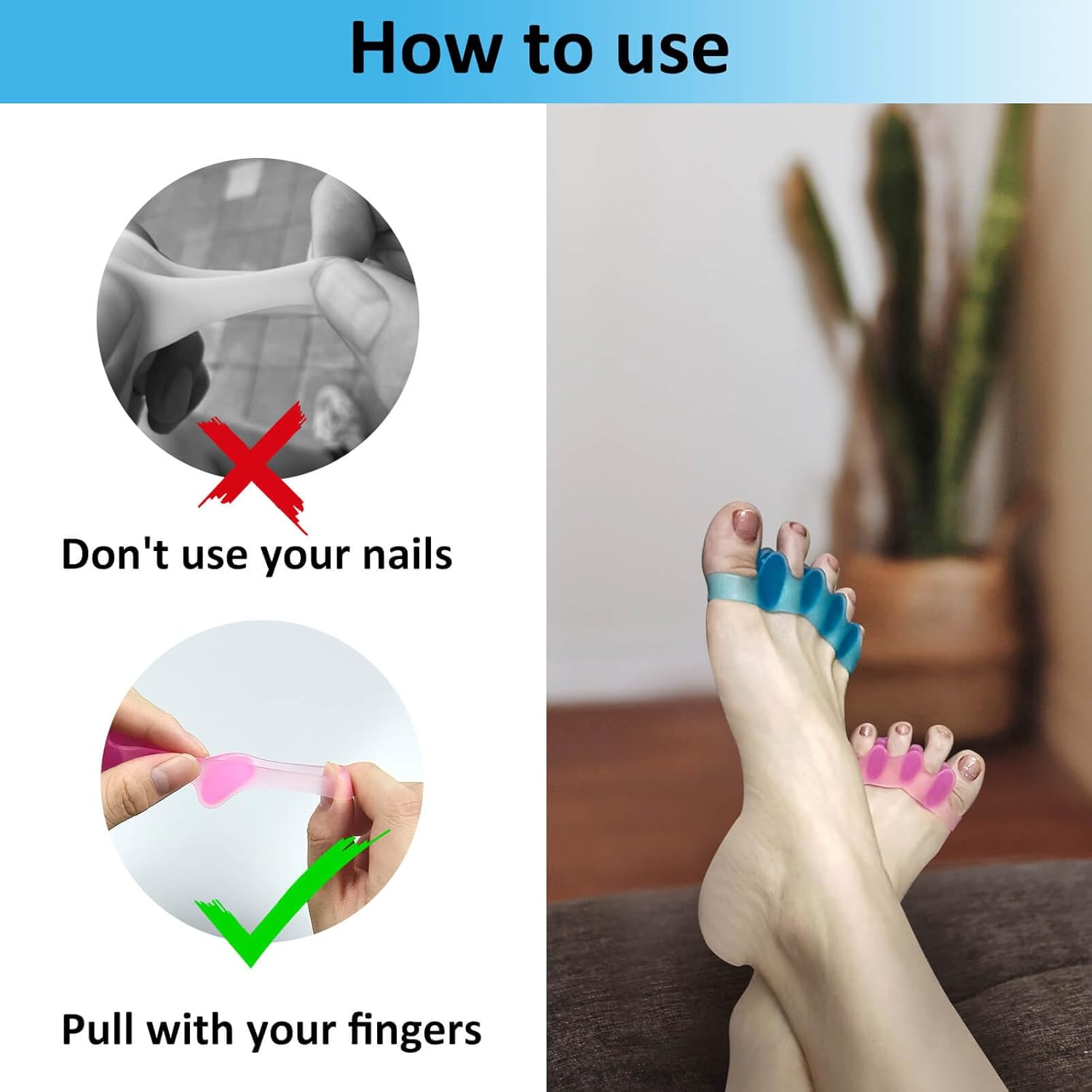 SUNFATT Toe Spacers for Women,Toe Separators for Women,Relieves OverlappingToes,Bunions Corrector and Hammer Toe Pain,Gel Toe Spreader Separates Toes and Relaxes Toes.-Velvo Beauty