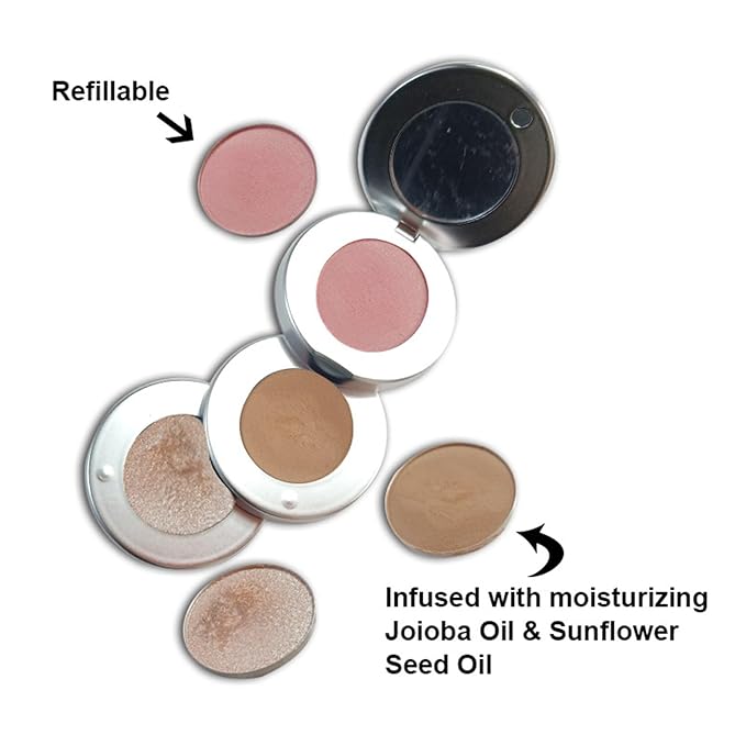 Blush Contour and Highlighter Palette, 3 in 1 Face Contouring, Pink Blusher for Cheeks and Natural Glitter Highlighter Powder Makeup Palet with Brush and small Mirror, Compact Stackable-Velvo Beauty
