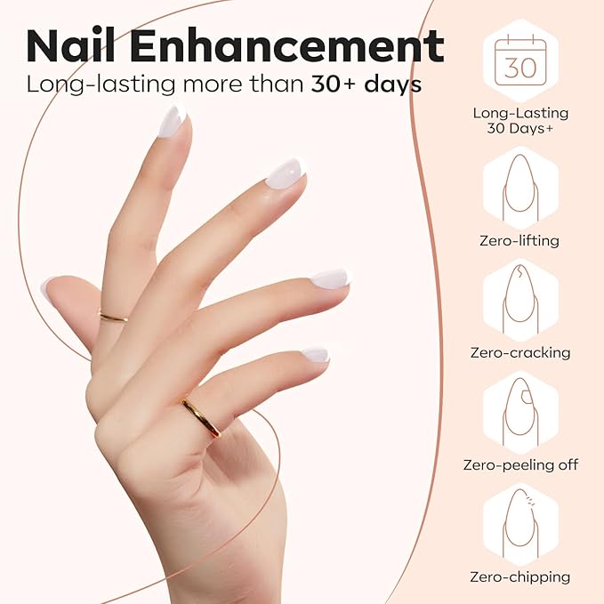 modelones Builder Nail Gel, Milky White Builder for Nail Thickening, 8-in-One LED Lamp Cured Strengthener Hard Color Base Extension Glue Gel Polish in a Bottle for Home DIY Salon Women-Velvo Beauty