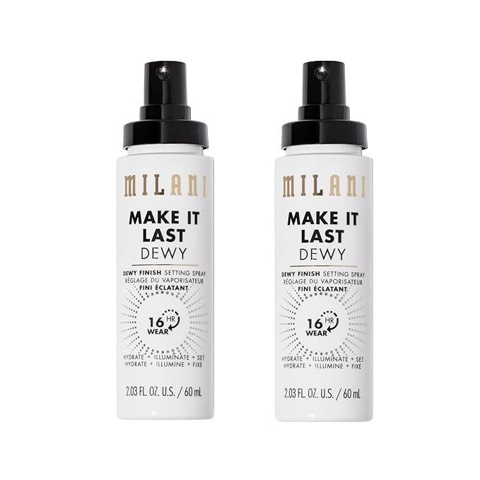 Milani Make It Last Dewy - Dewy Finish Setting Spray - 3 in 1- Hydrate + Illuminate + Set, Makeup Finishing Spray - Makeup Primer & Hydrating Setting Spray - 2 Pack-Velvo Beauty