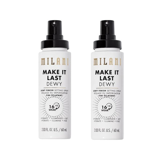 Milani Make It Last Dewy - Dewy Finish Setting Spray - 3 in 1- Hydrate + Illuminate + Set, Makeup Finishing Spray - Makeup Primer & Hydrating Setting Spray - 2 Pack-Velvo Beauty