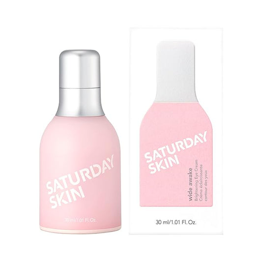 Saturday Skin Wide Awake Brightening Cream Illuminating Eye Cream for Wrinkles, Puffy Eyes+Dark Circles Lightweight, Moisturizing, Deeply Hydrates, Anti Aging Reduce Fine Lines 1.01 Fl Oz (30ml)-Velvo Beauty