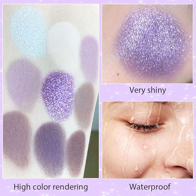 9 Colors Purple Silver White Tan Grape Matte Shimmer Eyeshadow Palette for Eye Makeup,High Pigmented Brown Eye Shadow Primers Powder Palet de sombras de ojos-Velvo Beauty