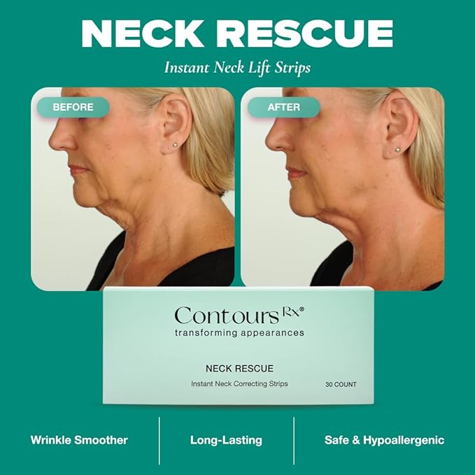 Neck Rescue Instant Correcting Strips – Invisible Lift Tape for Turkey Neck, Sagging Skin, and Wrinkles | Face & NeckTape Lifting for a Smooth, Tight Neckline – Long-Lasting Hold, 30 Count-Velvo Beauty