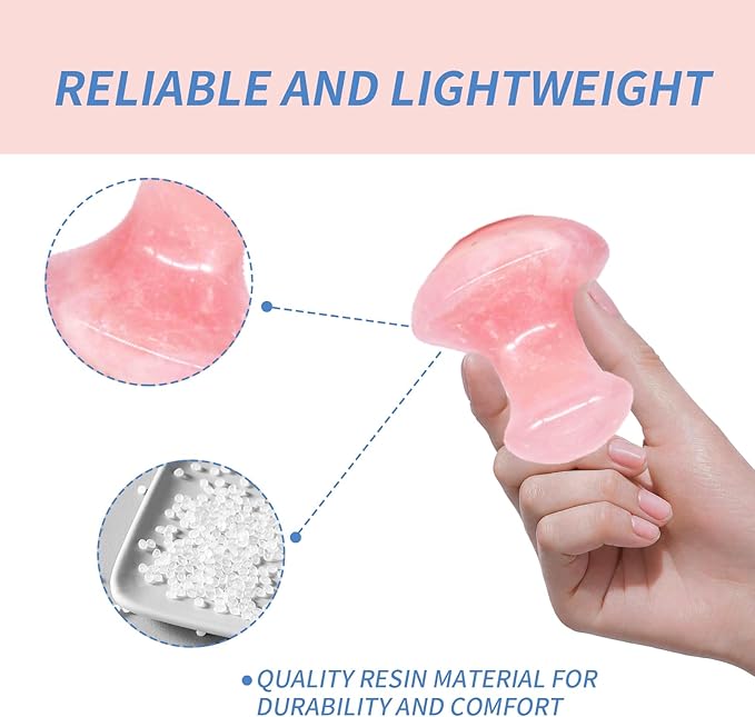 Mushroom Gua Sha Natural Rose Quartz Aventurine Gua Sha Mushroom Face Massager Stone for Eye Neck Beauty Spa Relaxing Massage Stone Facial Massage Spa Relaxing Meditation Guasha Scraping Massage Tool-Velvo Beauty