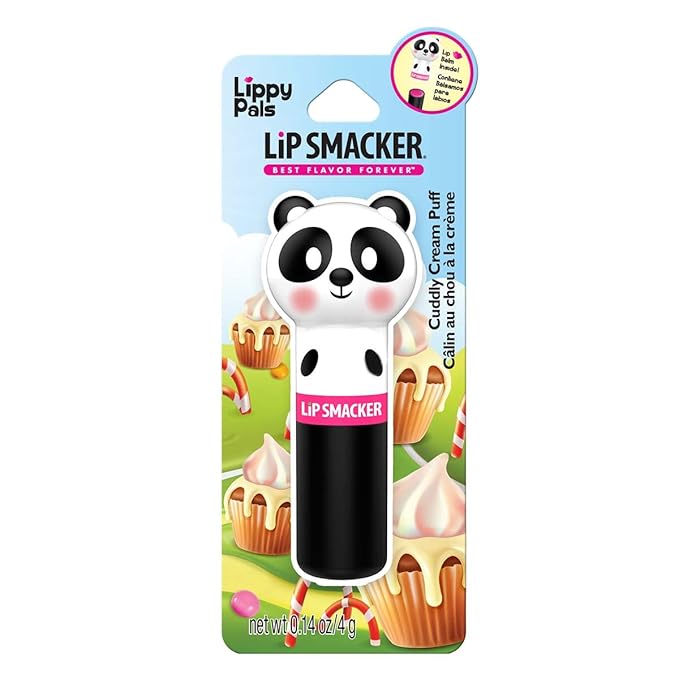 Lip Smacker Lippy Pals, Flavored Moisturizing & Smoothing Soft Shine Lip Balm, Hydrating & Protecting Fun Tasty Flavors ,Cruelty-Free & Vegan - Cuddly Cream Puff-Velvo Beauty
