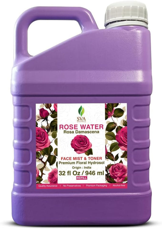 SVA Rose Water - 32 Fl oz - Refreshing Rose Water Spray for Skin Care, Skin Hydration, Bath, Soaps, Haircare & Aromatherapy-Velvo Beauty