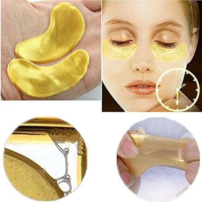 50 Pairs 24K Gold Eye Mask Powder Crystal Gel Collagen Natural Eye Pads For Anti-Aging & Moisturizing Reducing Dark Circles, Puffiness, Wrinkles-Velvo Beauty