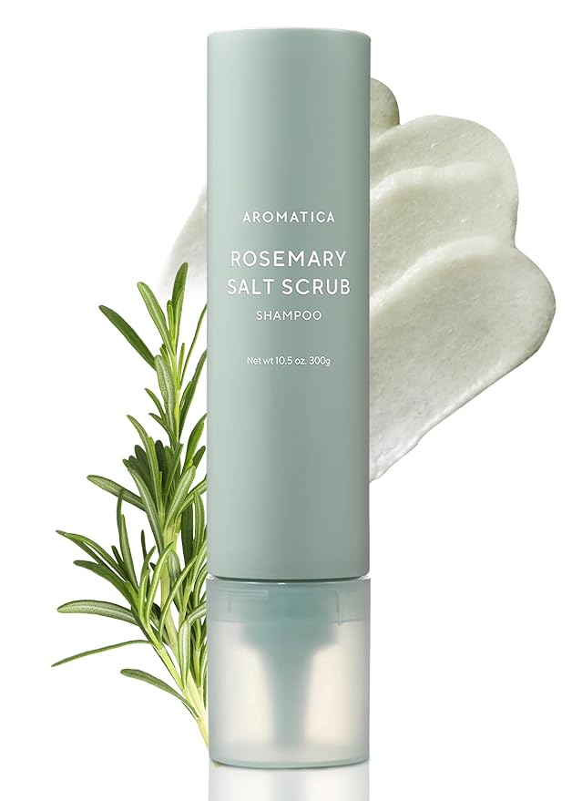 AROMATICA Rosemary Salt Scrub Shampoo - Hair Loss Korean Scalp Detox Shampoo with Rosemary Scalp Oil | Scalp Exfoliator with Salt Scrub for Oily Scalp | Sulfate Free, Silicone Free (10.5 oz / 300g)-Velvo Beauty