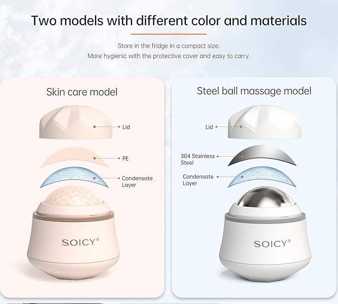 OPENDGO Facial Ice Roller 360° Rotating Massager Roller Ball Cooling Face Ice Roller for Reduce Puffiness and Relief Migraine, Pain,Ice Face Eye Massage Roller, Skin Care Tools-Velvo Beauty