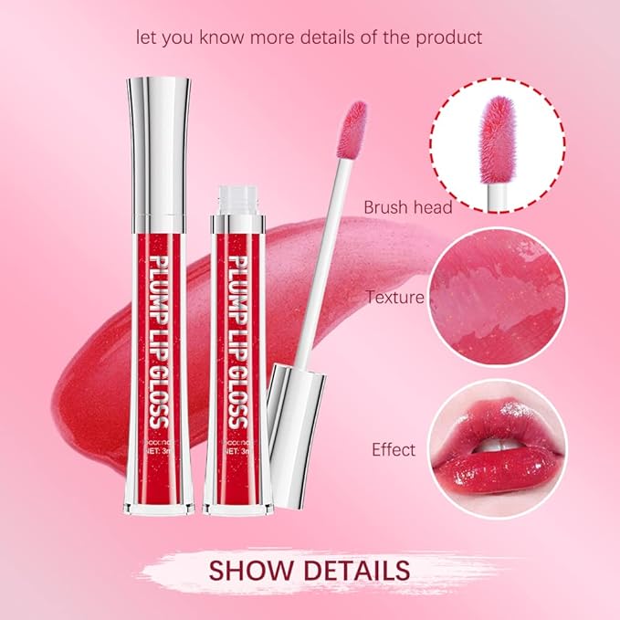 ibcccndc Lip Plumper Plumping Lip Gloss Hydrating Nourishing Lip Oil Red Liquid Lipstick Lip Care Products Mineral Oil Clear Lipgloss (5)-Velvo Beauty