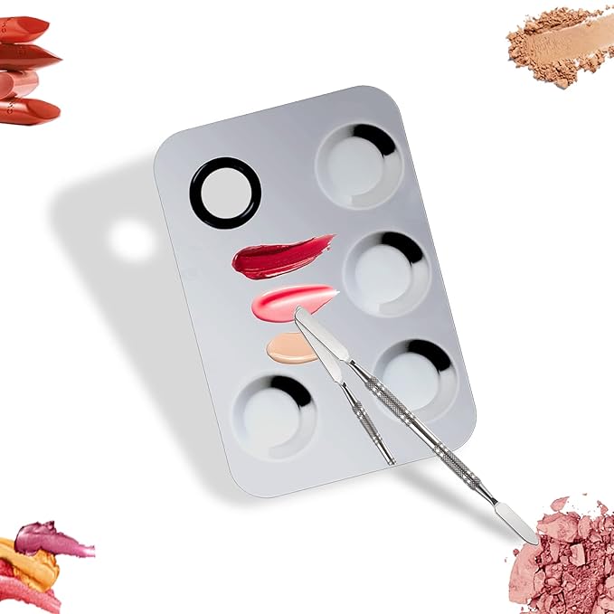 Upgrade Mixing Makeup Palette, Stainless Steel Cosmetic Palette with Spatula Tool, Nail-Art Cosmetic Palette for Mixing Cosmetic and Pigment-Velvo Beauty