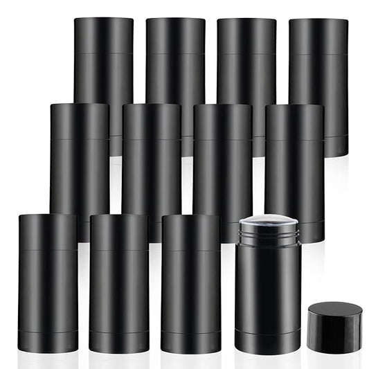 12 Pieces 15g Black Plastic Deodorant Containers,Empty 1/2 oz Travel Lip Balm Tubes,Refillable Twist-UP Solid Perfume Tubes,Lipstick Tubes for DIY-Velvo Beauty