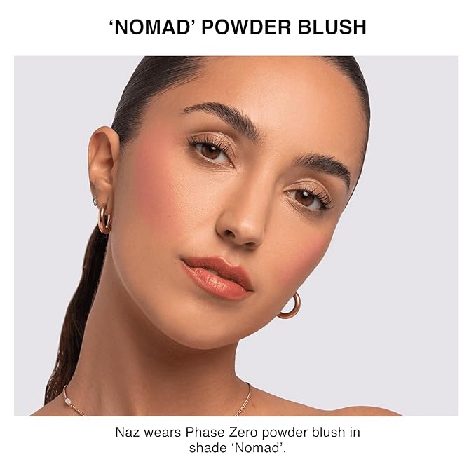 Makeup Powder Blusher - "Nomad" - 4g / 0.141 oz - Full Coverage, Natural Blush - Soft, Buildable Pink, Coral, Peach & Golden Hues - Matte & Shimmering Shades Gives Cheeks a Radiant Glow-Velvo Beauty