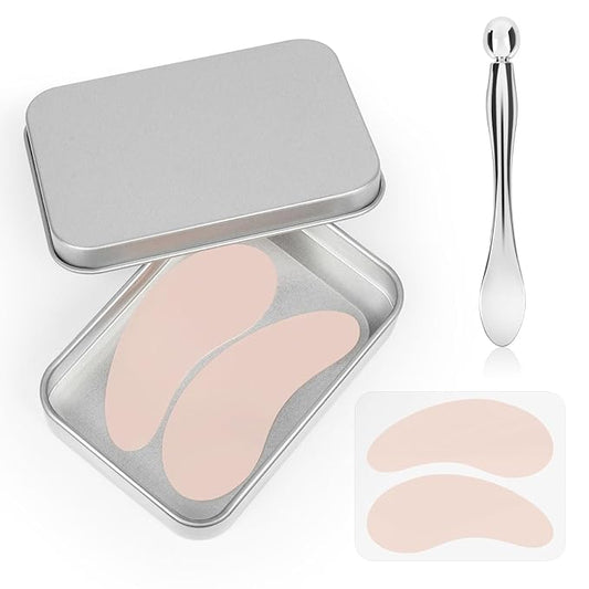 Under Eye Patches - 2 Pairs Reusable Sustainable Silicone Eye Patches, Plump Fine Lines and Wrinkles, Boost Hydration, with Metal Eye Cream Applicator-Velvo Beauty