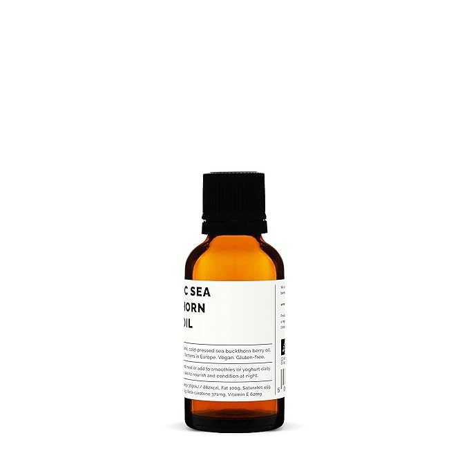 Erbology 100% Organic Sea Buckthorn Oil 1 fl oz - Cold-Pressed 50:1 - Rich in Omega-7 and Beta-carotene - Straight from Farm - Non-GMO - No Additives or Preservatives - Recyclable Glass Bottle-Velvo Beauty