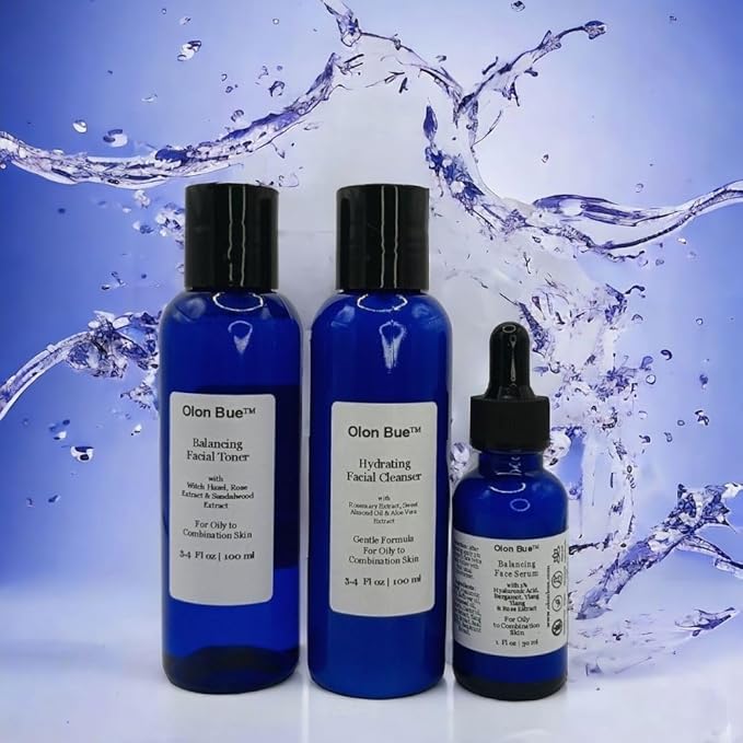 Daily Balancing Skincare Set (3 Pcs) Gift Set, Cleanser, Toner, Serum, Hyaluronic Acid, RoseExtract, Acne Prone Skin Soothing, Regenerating, Hydrating, Anti Aging Skin Care Routine, Vegan-Velvo Beauty
