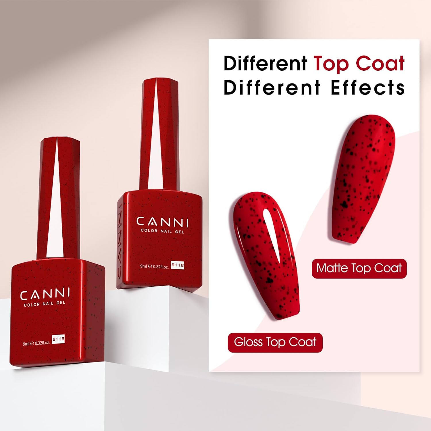 CANNI Wine Red Glitter Gel Polish – 9ML Sparkly Soak-Off UV/LED Gel Nail Polish for French Manicure, DIY or Salon Use-Velvo Beauty