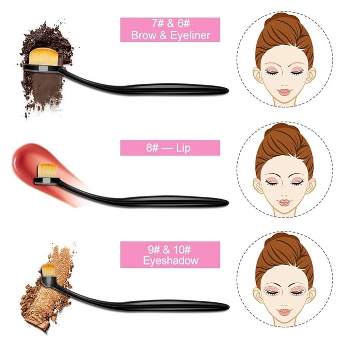 Yoseng Oval Makeup Brushes Set 10 Pcs Professional Oval Toothbrush Foundation Contour Concealer Eyeliner Blending Cosmetic Brushes Tool Set-With Box,Practical White Elephant Gift for Girls Women-Velvo Beauty