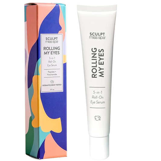 Miss Spa Eye Serum 5-in-1 Roll On Under Eye Cream, Helps De-puff and Brighten Under and Around Eyes, Anti-Aging Under Eye Roller Helps with Fine Lines and Dark Circles, Vitamin B3, Eye Bag Remover-Velvo Beauty
