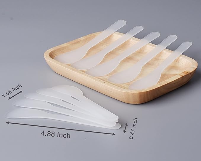 100 PCS of White Color Cosmetic Spatula for Makeup Face Mask Plastic Spoon Disposable Makeup Tools for Mixing and Sampling 4.88'' x 1.06”/Spatulas Skin Care Facial Cream Mask Spatula-Velvo Beauty