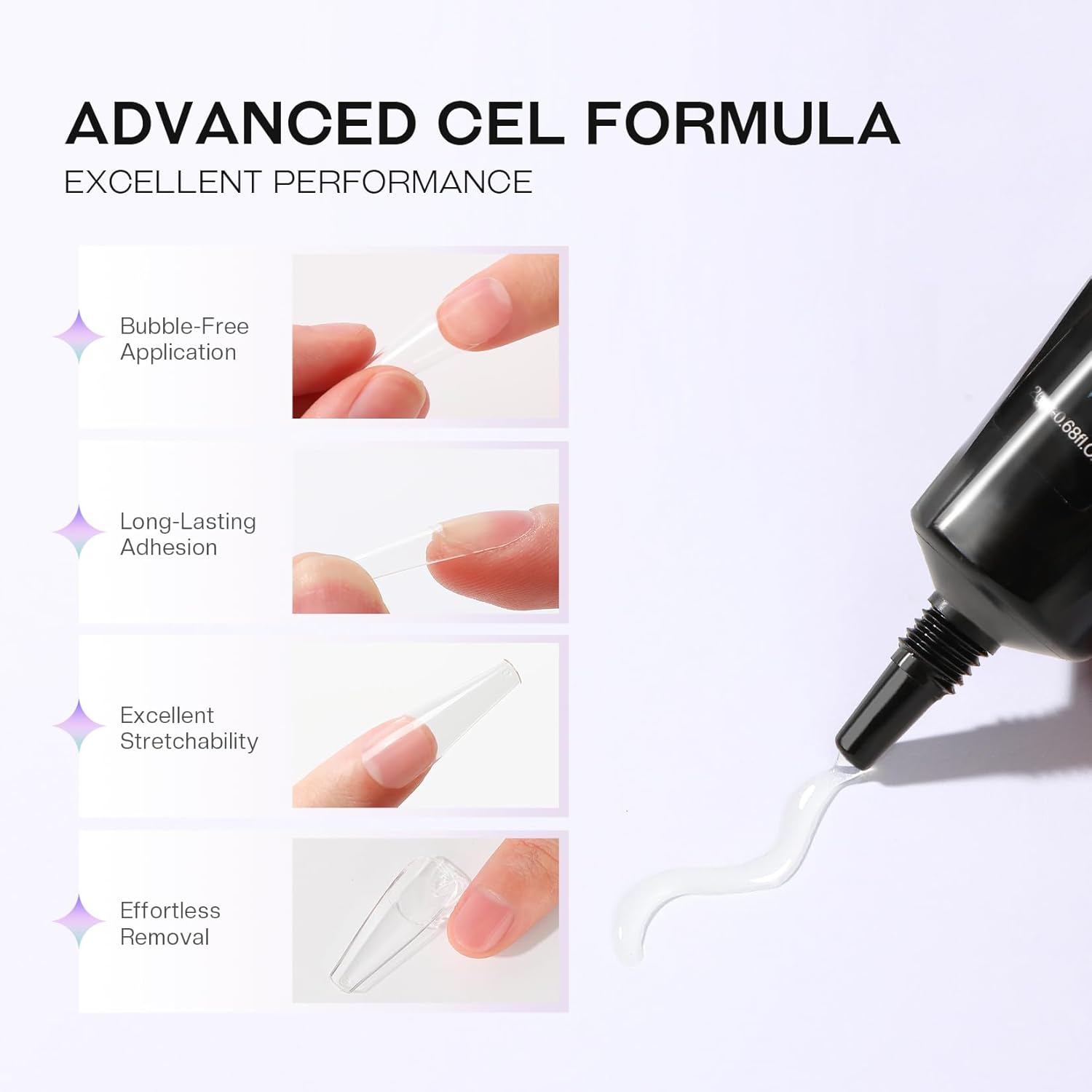 Soft Solid Nail Glue Gel: Clear Nail Gel for Press on Fake Nails Tips 20g for UV Cure Light Acrylic Builder Adhesive Gel Extension Strong Supplies-Velvo Beauty