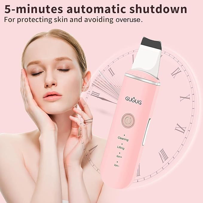 GUGUG Skin Scrubber Face Spatula Skin Spatula Pore Cleaner Blackhead Remover Tools for Facial Deep Cleansing-4 Modes, Pink-Velvo Beauty