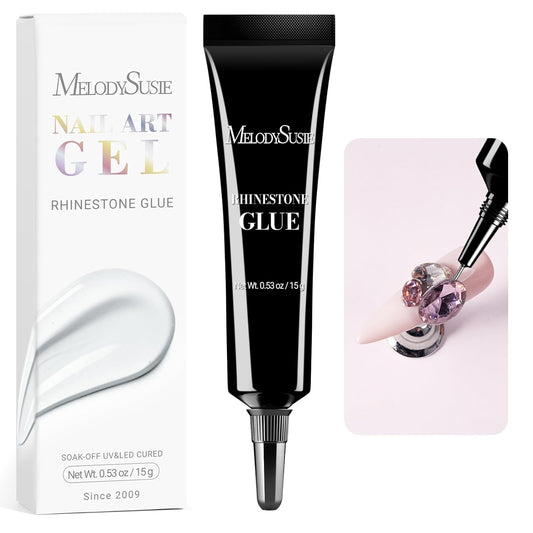 MelodySusie 15g Pinpoint Nail Rhinestone Glue for Nails Super Strong Gel for Nail Charms Gems 3D Nail Gel UV Nail Glue for Nail Art Design Nail Chrome-Velvo Beauty