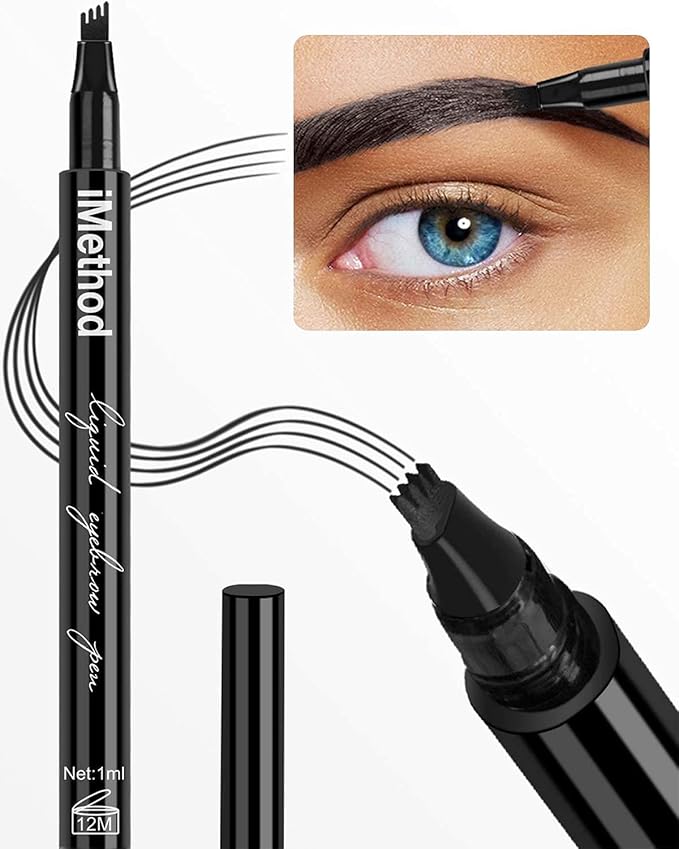 iMethod Eyebrow Pen - iMethod Eyebrow Pencil with a Micro-Fork Tip Applicator Creates Natural Looking Brows Effortlessly and Stays on All Day, Black-Velvo Beauty