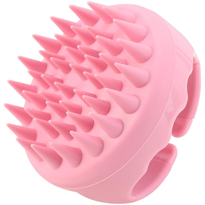 BTYMS Silicone Hair Scalp Shampoo Brush Scalp Massager Exfoliating Hair Cleaning Brush Head Scrubber for Shower - Pink-Velvo Beauty